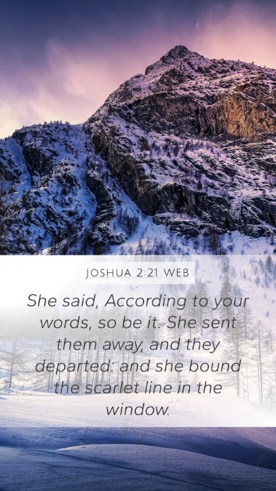 Joshua 2:21 WEB Bible Verse Image