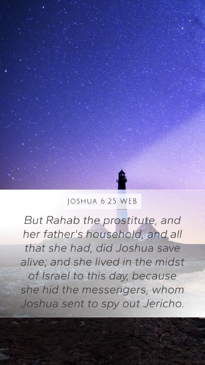 Joshua 6:25 WEB Mobile Phone Wallpaper - But Rahab the prostitute, and her father's - Mobile Bible Verse Wallpaper