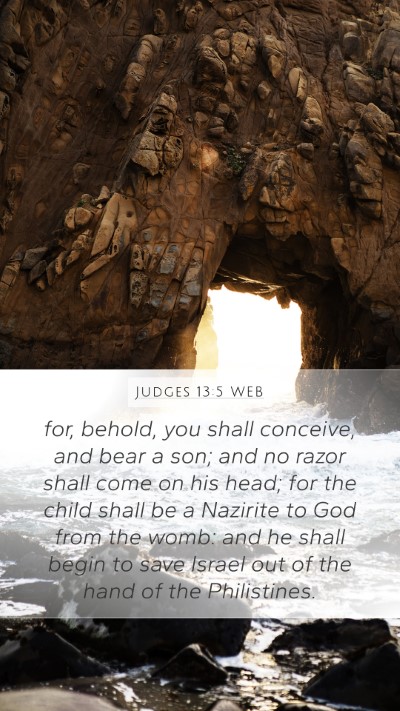 Judges 13:5 WEB Bible Verse Image