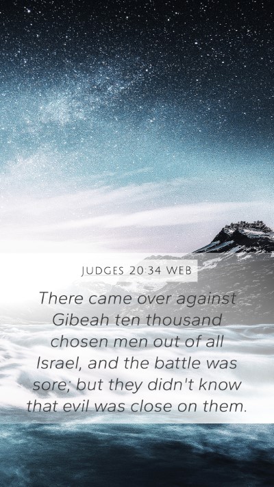 Judges 20:34 WEB Bible Verse Image