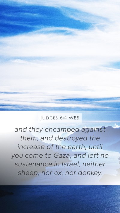 Judges 6:4 WEB Mobile Phone Wallpaper - and they encamped against them, and destroyed the - Mobile Bible Verse Wallpaper