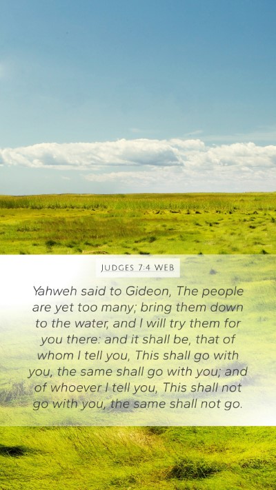 Judges 7:4 WEB Bible Verse Image