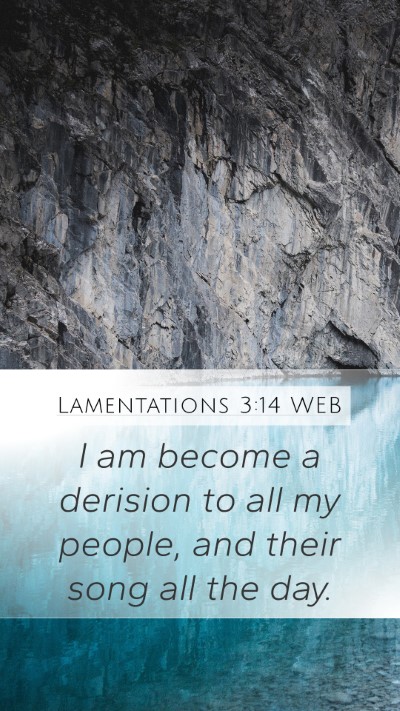 Lamentations 3:14 WEB Mobile Phone Wallpaper - I am become a derision to all my people, and - Mobile Bible Verse Wallpaper