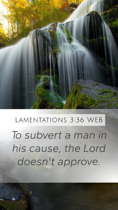 Lamentations 3:36 WEB Mobile Phone Wallpaper - To subvert a man in his cause, the Lord doesn't - Mobile Bible Verse Wallpaper