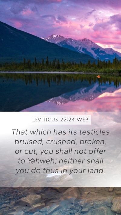 Leviticus 22:24 WEB Mobile Phone Wallpaper - That which has its testicles bruised, crushed, - Mobile Bible Verse Wallpaper