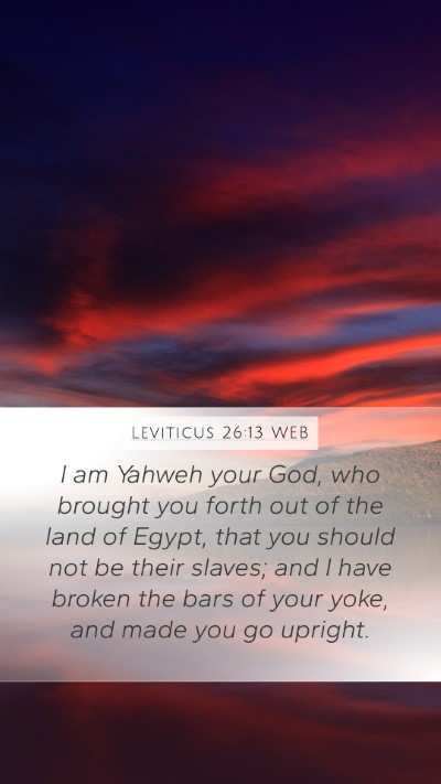 Leviticus 26:13 WEB Mobile Phone Wallpaper - I am Yahweh your God, who brought you forth out - Mobile Bible Verse Wallpaper