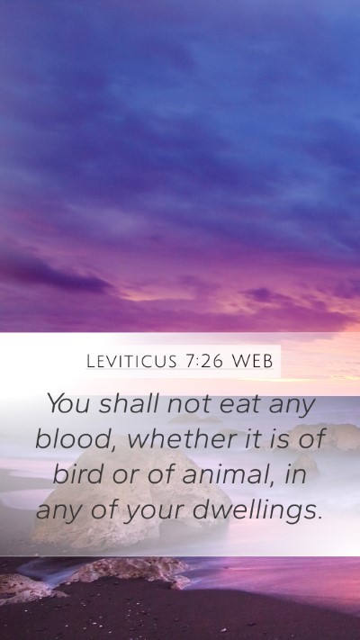 Leviticus 7:26 WEB Bible Verse Image