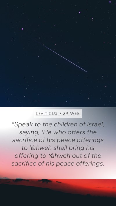Leviticus 7:29 WEB Bible Verse Image