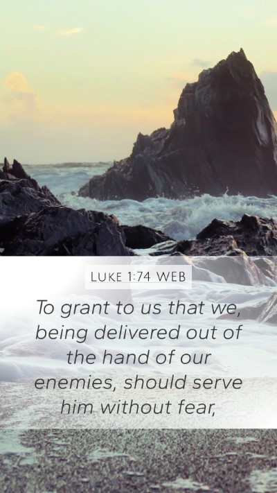 Luke 1:74 WEB Bible Verse Image