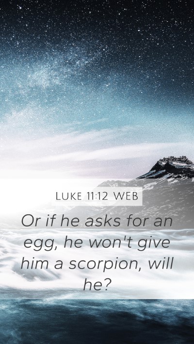 Luke 11:12 WEB Mobile Phone Wallpaper - Or if he asks for an egg, he won't give him a - Mobile Bible Verse Wallpaper