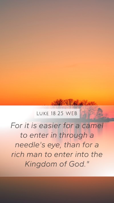Luke 18:25 WEB Mobile Phone Wallpaper - For it is easier for a camel to enter in through - Mobile Bible Verse Wallpaper
