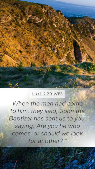 Luke 7:20 WEB Mobile Phone Wallpaper - When the men had come to him, they said, 
