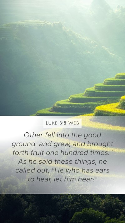 Luke 8:8 WEB Mobile Phone Wallpaper - Other fell into the good ground, and grew, and - Mobile Bible Verse Wallpaper