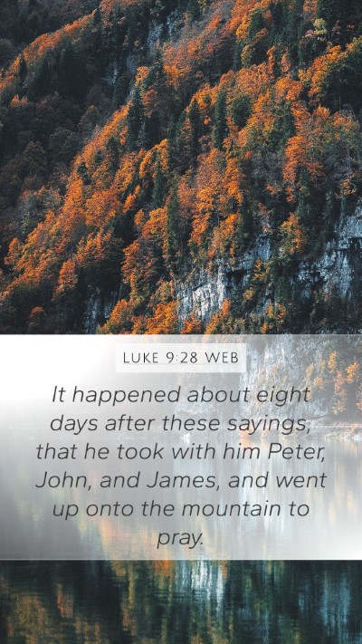 Luke 9:28 WEB Bible Verse Image
