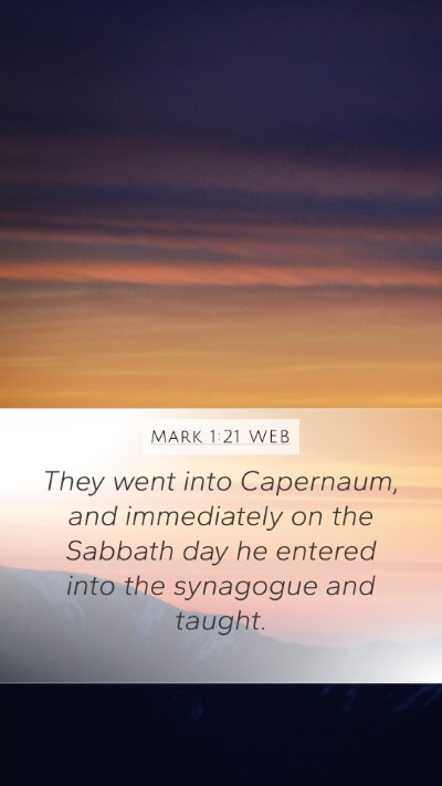 Mark 1:21 WEB Bible Verse Image