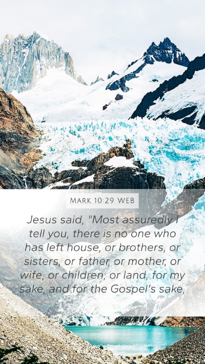 Mark 10:29 WEB Bible Verse Image