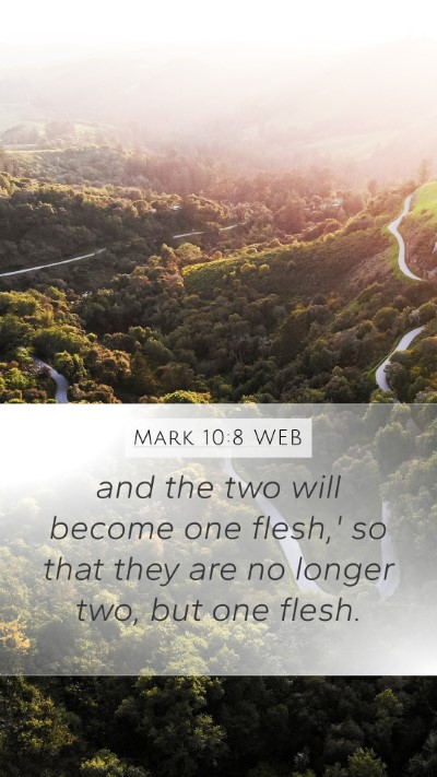 Mark 10:8 WEB Mobile Phone Wallpaper - and the two will become one flesh,' so that they - Mobile Bible Verse Wallpaper