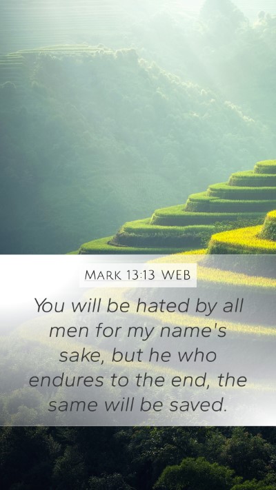 Mark 13:13 WEB Bible Verse Image