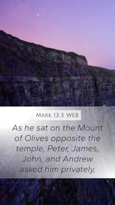 Mark 13:3 WEB Bible Verse Image