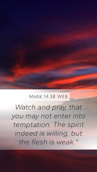 Mark 14:38 WEB Bible Verse Image