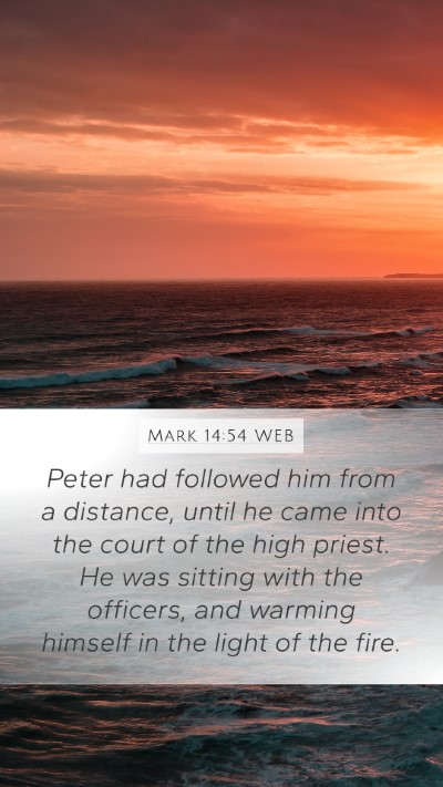 Mark 14:54 WEB Bible Verse Image