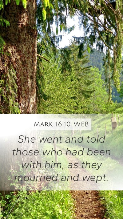 Mark 16:10 WEB Bible Verse Image