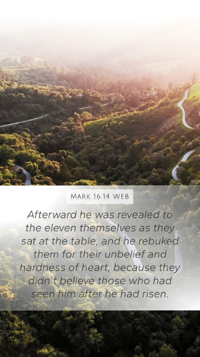 Mark 16:14 WEB Bible Verse Image