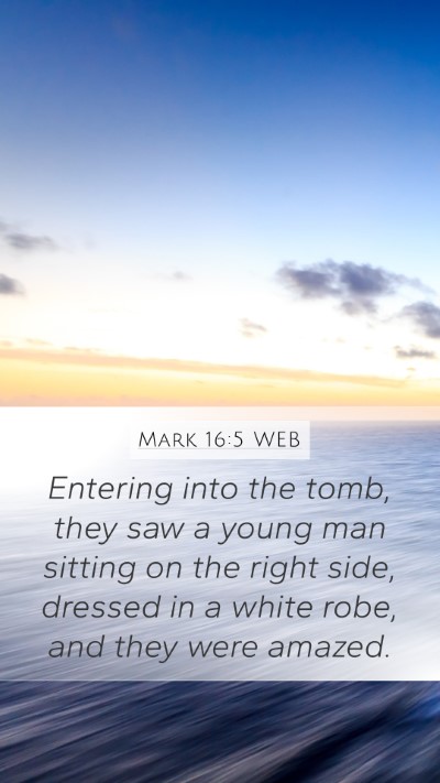 Mark 16:5 WEB Bible Verse Image
