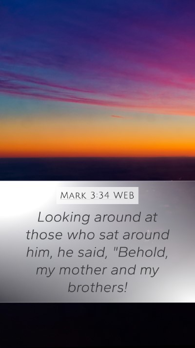 Mark 3:34 WEB Bible Verse Image