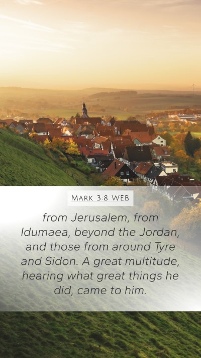 Mark 3:8 WEB Bible Verse Image