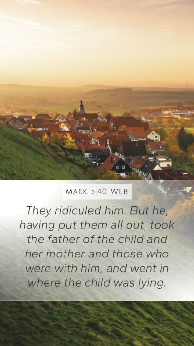 Mark 5:40 WEB Mobile Phone Wallpaper - They ridiculed him. But he, having put them all - Mobile Bible Verse Wallpaper