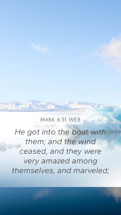 Mark 6:51 WEB Bible Verse Image