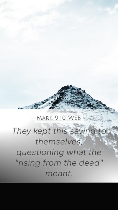 Mark 9:10 WEB Bible Verse Image