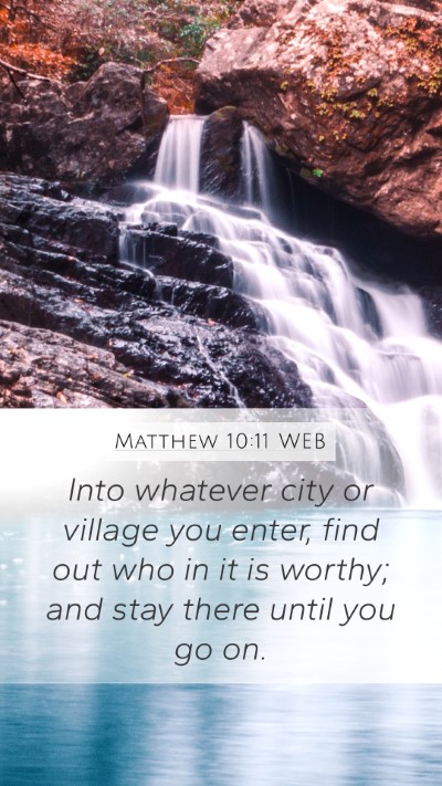 Matthew 10:11 WEB Mobile Phone Wallpaper - Into whatever city or village you enter, find out - Mobile Bible Verse Wallpaper