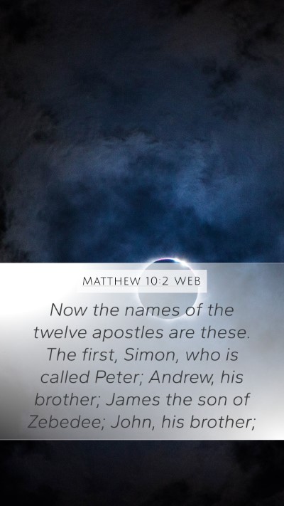 Matthew 10:2 WEB Bible Verse Image