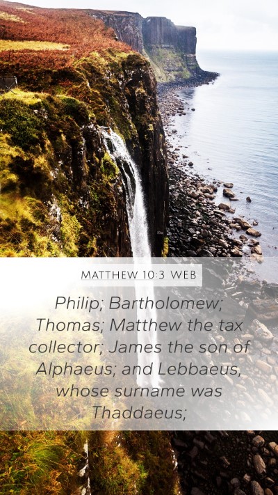 Matthew 10:3 WEB Bible Verse Image