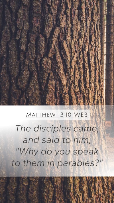 Matthew 13:10 WEB Bible Verse Image