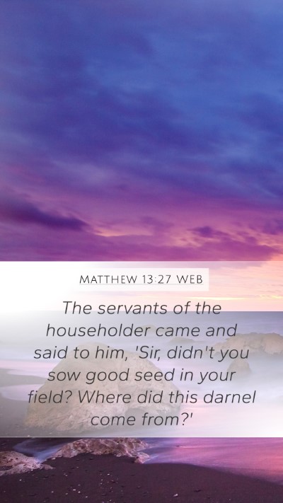 Matthew 13:27 WEB Mobile Phone Wallpaper - The servants of the householder came and said to - Mobile Bible Verse Wallpaper