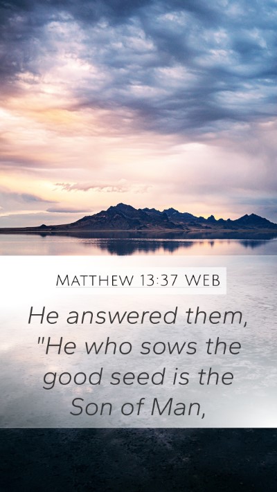Matthew 13:37 WEB Bible Verse Image