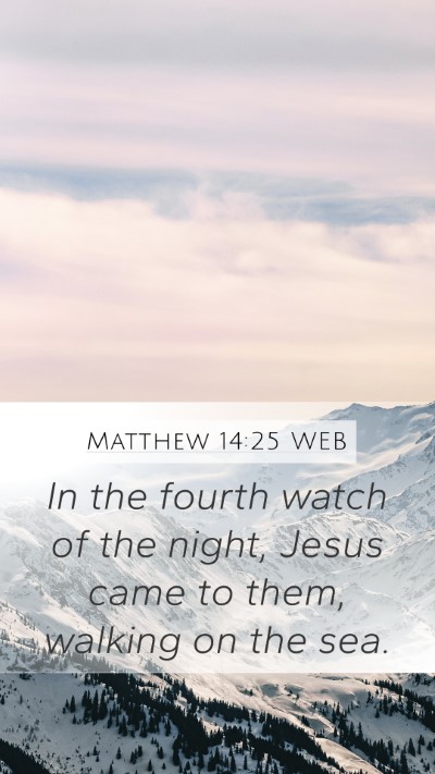 Matthew 14:25 WEB Bible Verse Image