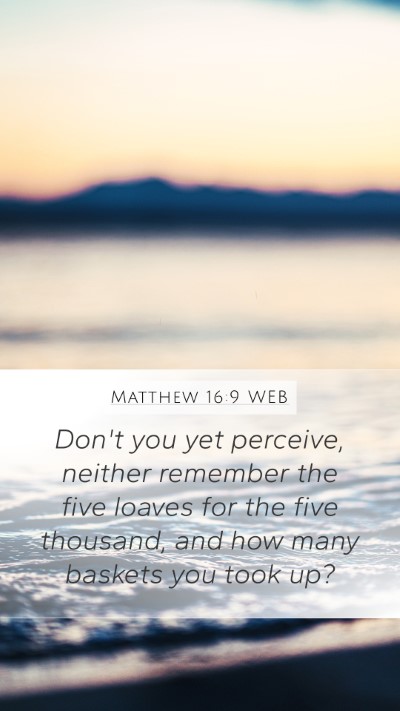 Matthew 16:9 WEB Bible Verse Image