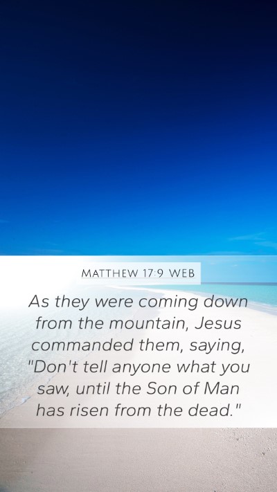 Matthew 17:9 WEB Bible Verse Image