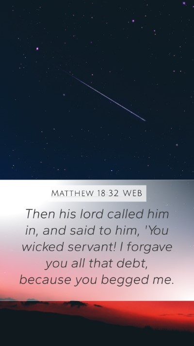 Matthew 18:32 WEB Bible Verse Image