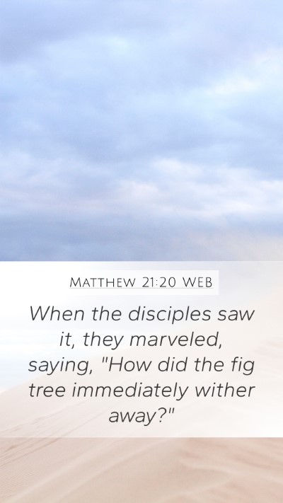 Matthew 21:20 WEB Mobile Phone Wallpaper - When the disciples saw it, they marveled, saying, - Mobile Bible Verse Wallpaper