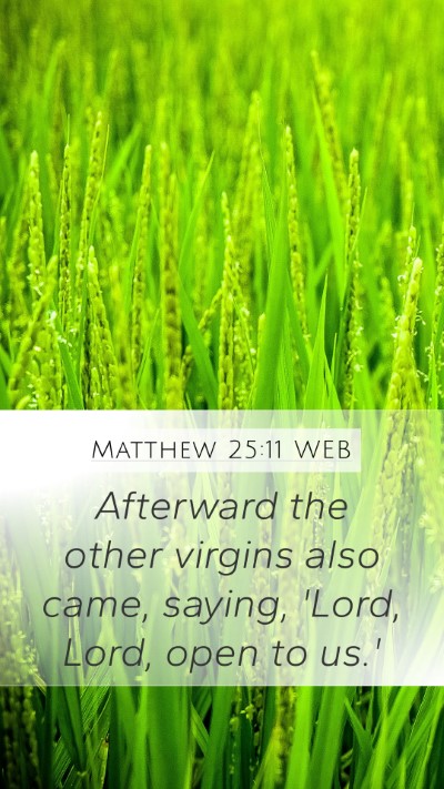 Matthew 25:11 WEB Bible Verse Image