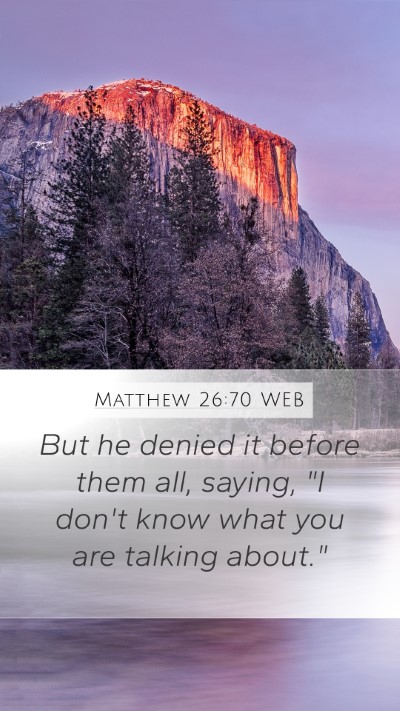 Matthew 26:70 WEB Bible Verse Image