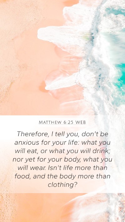 Matthew 6:25 WEB Bible Verse Image