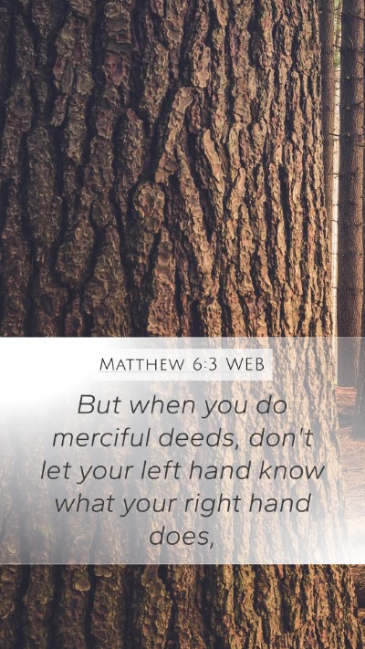 Matthew 6:3 WEB Mobile Phone Wallpaper - But when you do merciful deeds, don't let your - Mobile Bible Verse Wallpaper