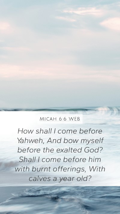 Micah 6:6 WEB Bible Verse Image