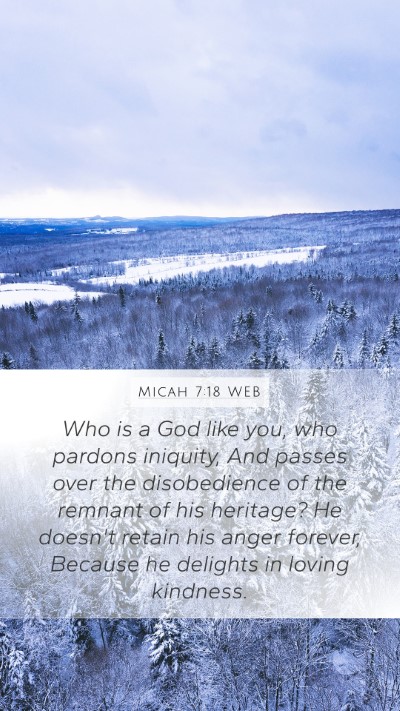 Micah 7:18 WEB Bible Verse Image